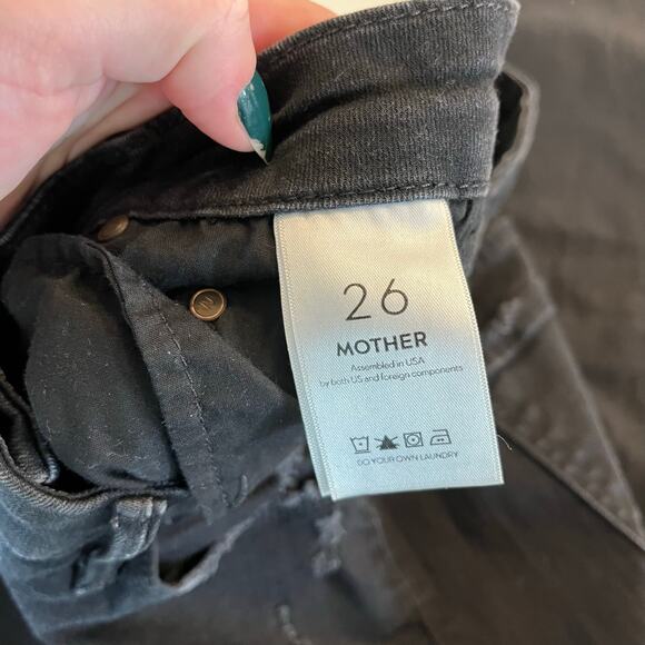 Mother Looker Ankle Fray Black Jeans in‎ Guilty As Sin Size 26 - Picture 8 of 13